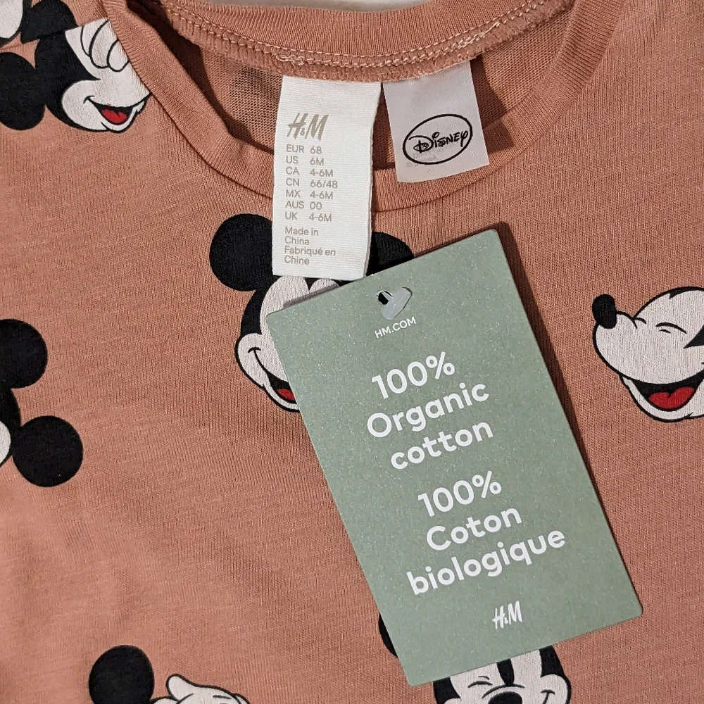 NWT H&M x Disney Mickey Mouse 2PC Organic-Cotton Top & Denim Shorts 6m
